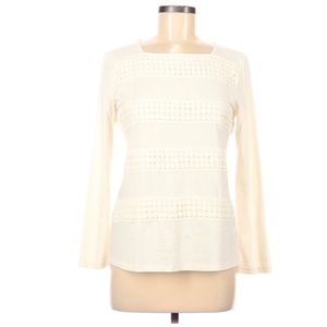 🔵 Talbots Boho Ivory Embroidered Quarter Sleeve